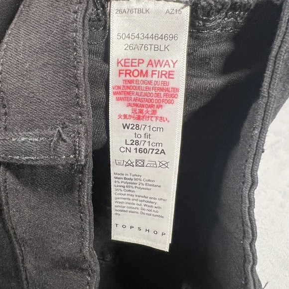 Topshop Jamie Women's Black‎ Distressed Denim High Rise Skinny Jeans Size 28 P - Picture 6 of 7